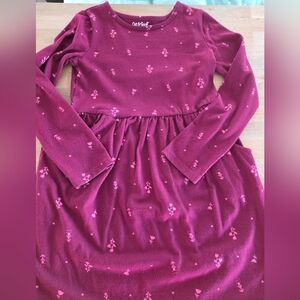 Cat & Jack Girls Burgundy Flowers Long Sleeve Dress Size 7/8 Medium EUC